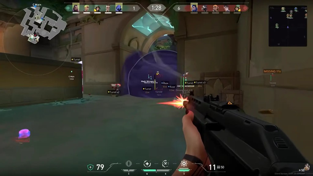 Valorant Cheats wallhack — ESP through smoke on a live map