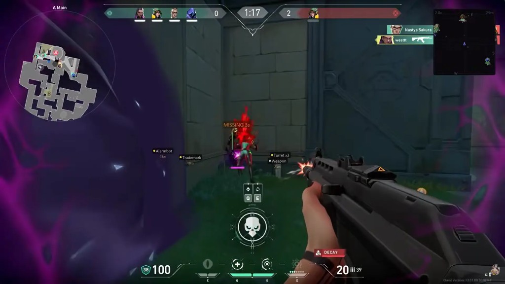 Valorant Cheats aimbot and ESP during a gunfight